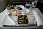Asiana business class European menu, beef and mushrooms, ICN-KIX.