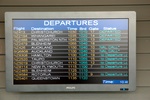 Departures screen at domestic Koru Lounge at WLG/NZWN, quite a busy morning...
