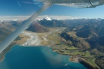 Dart River estuary, Glenorchy Aerodrome (NZGY) bottom right.