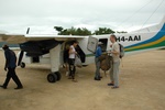 Unloading passengers and carry-on luggage at EGM/AGGS (hold luggage is already waiting at the terminal building, delivered by previous flight).